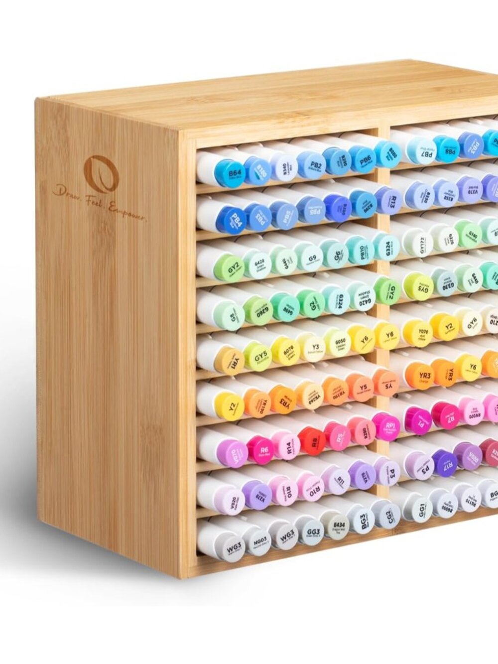 Bamboo Marker Organizer, Wooden Desktop Storage Holds 126 Markers